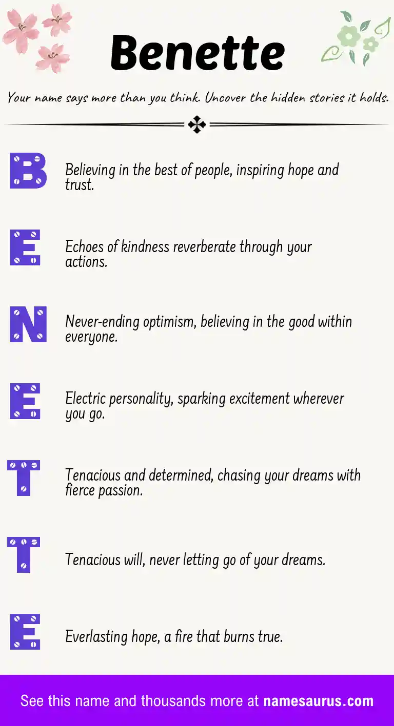 Acrostic poem about Benette.