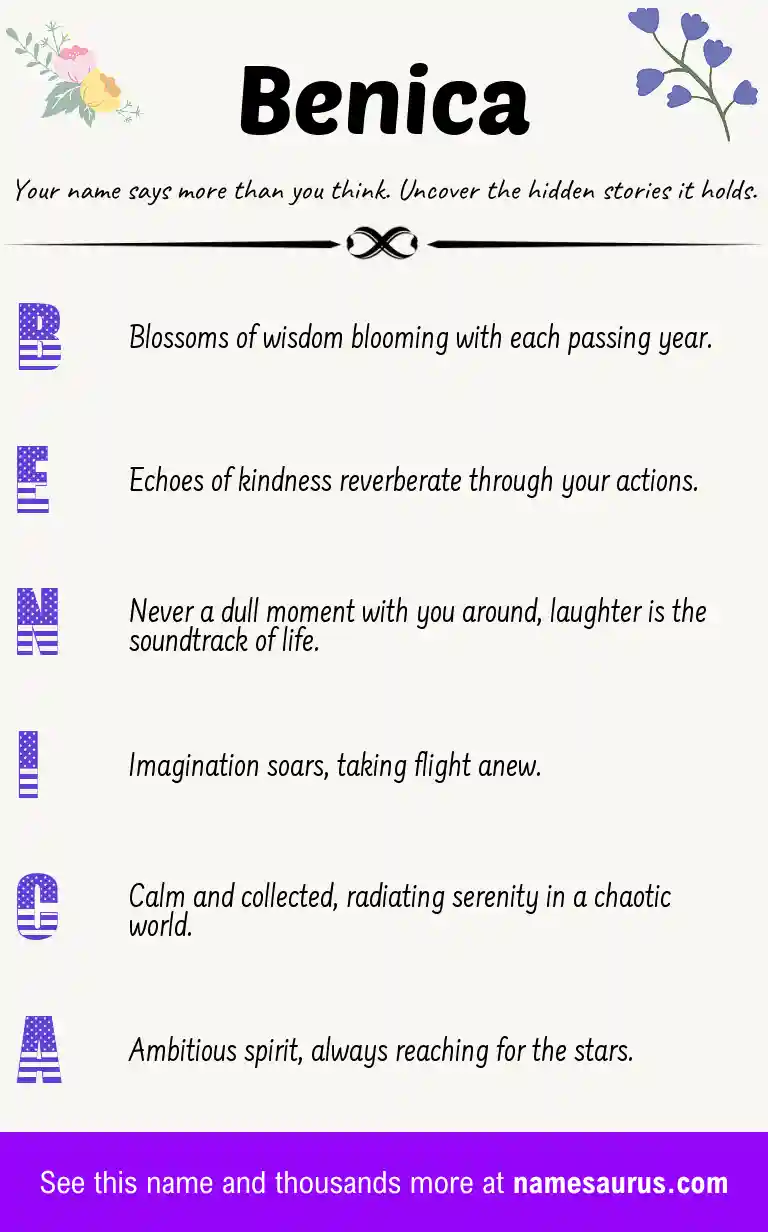 Acrostic poem about Benica.