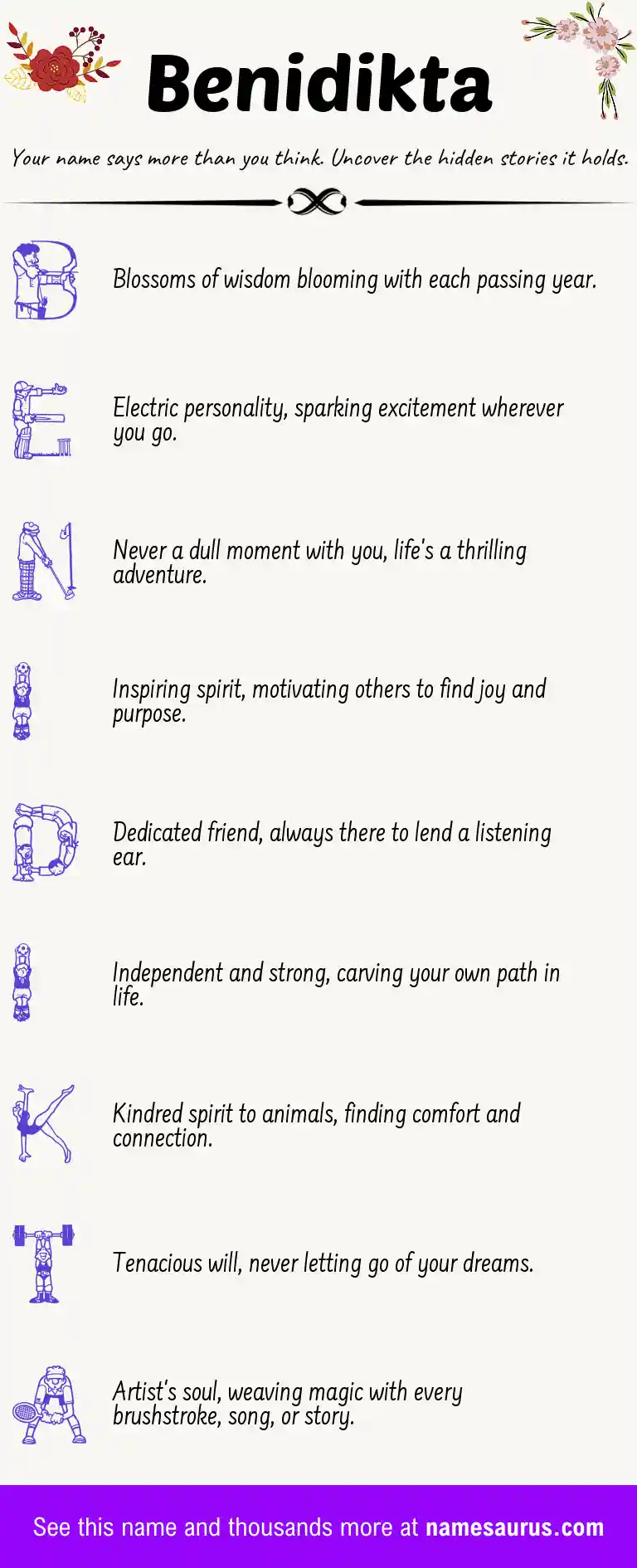 Acrostic poem about Benidikta.