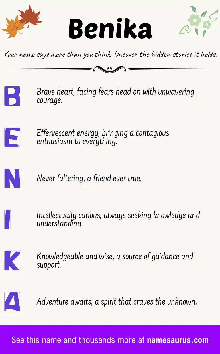 Acrostic poem about Benika.