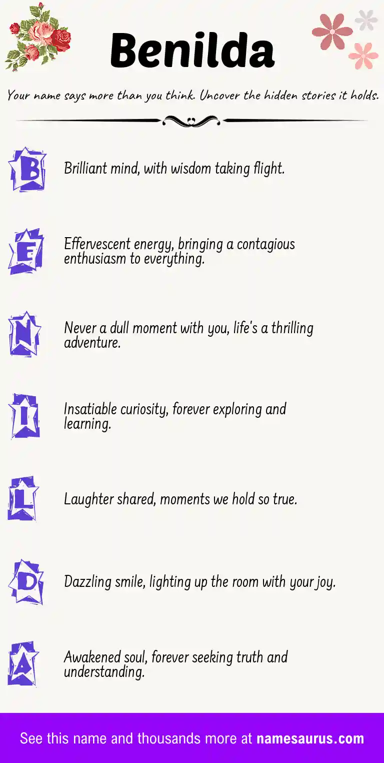 Acrostic poem about Benilda.