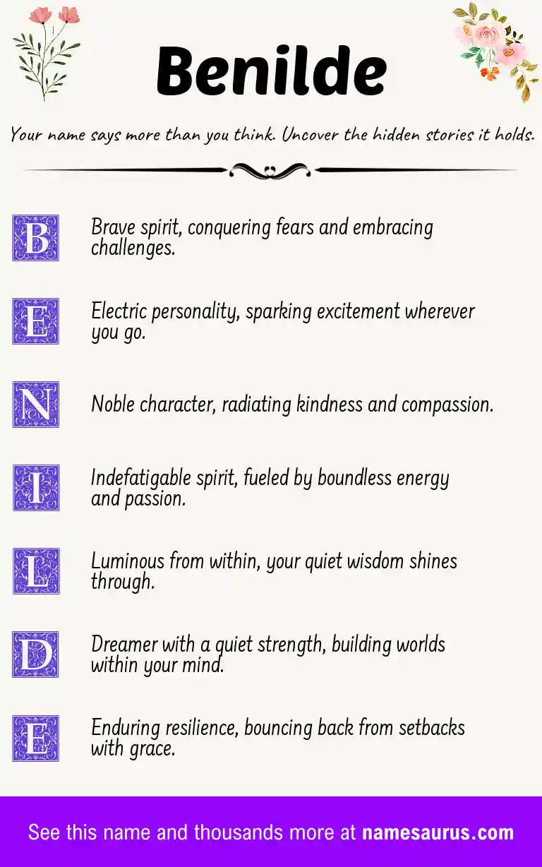 Acrostic poem about Benilde.
