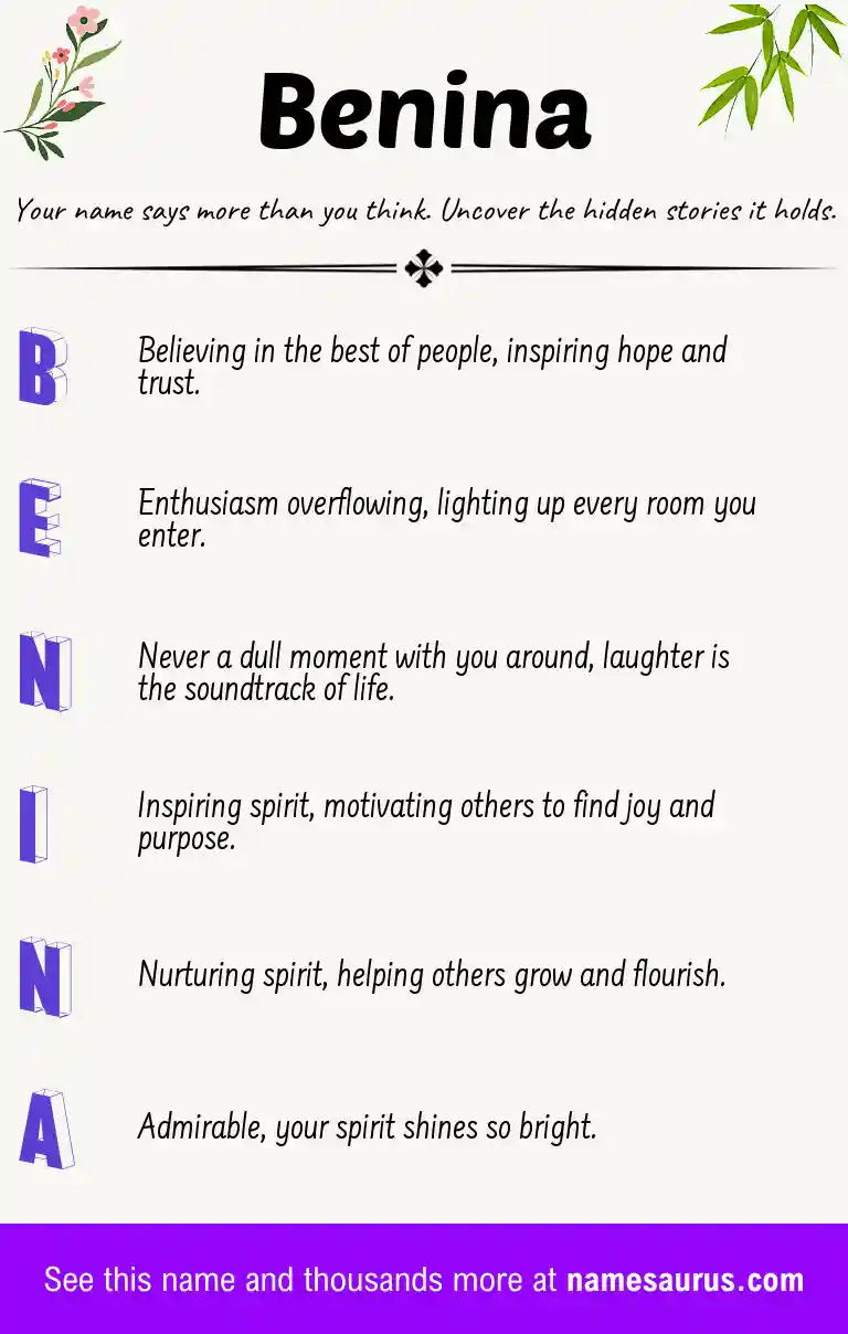 Acrostic poem about Benina.