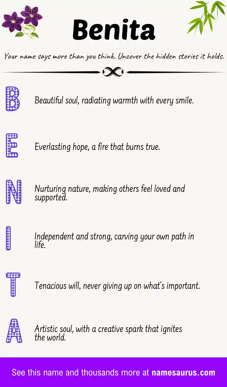Acrostic poem about Benita.