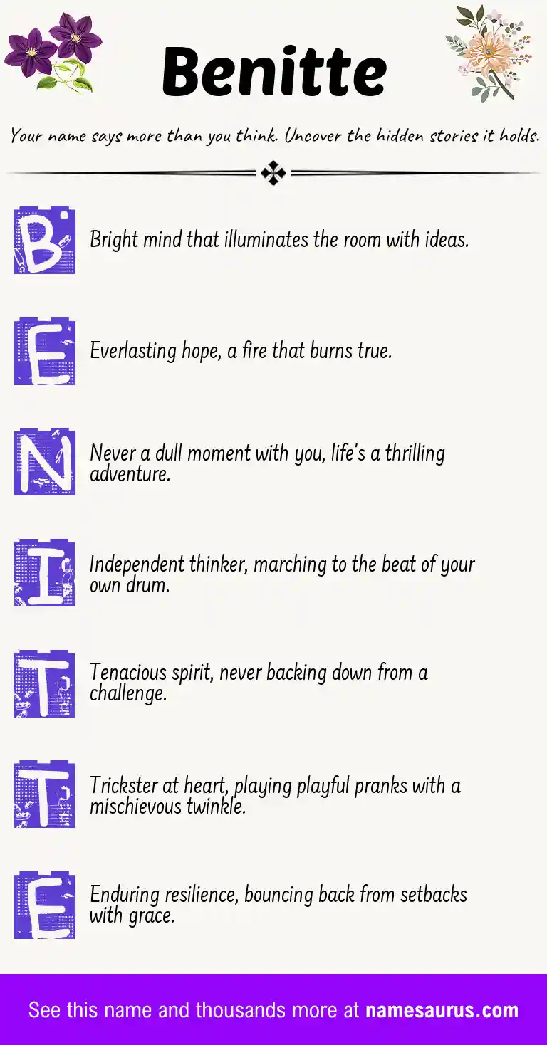 Acrostic poem about Benitte.