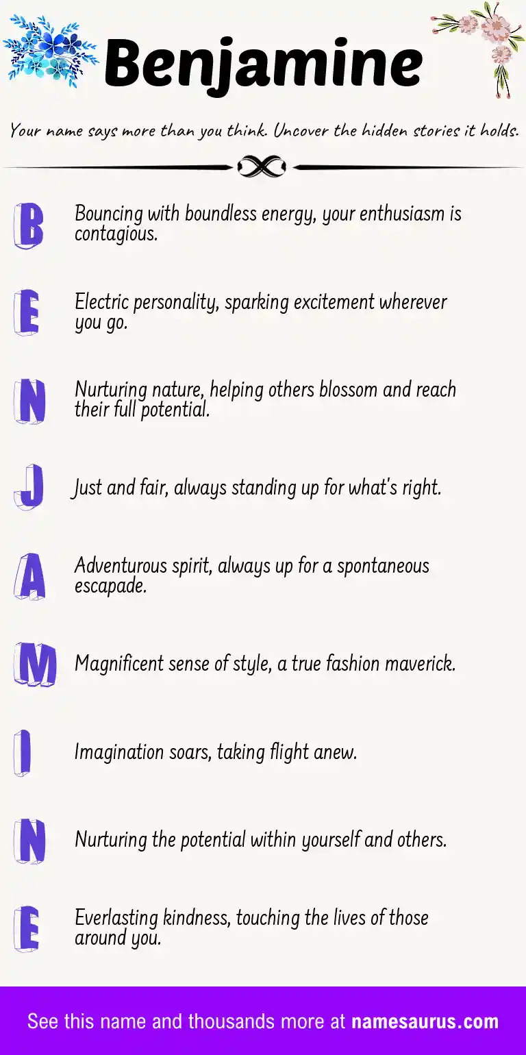 Acrostic poem about Benjamine.