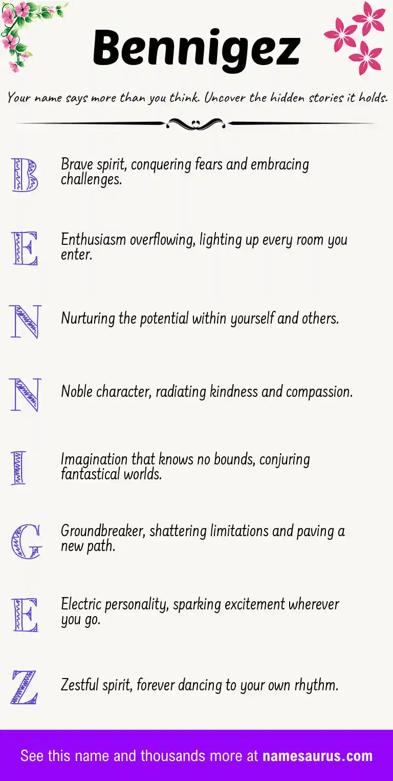 Acrostic poem about Bennigez.