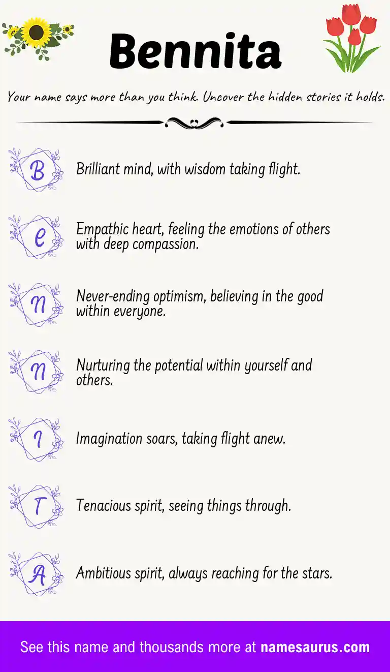 Acrostic poem about Bennita.