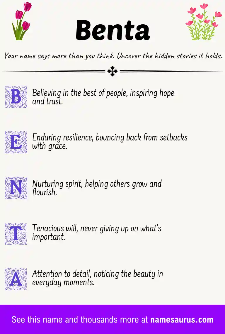 Acrostic poem about Benta.