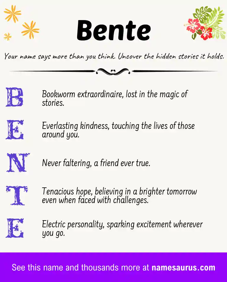 Acrostic poem about Bente.