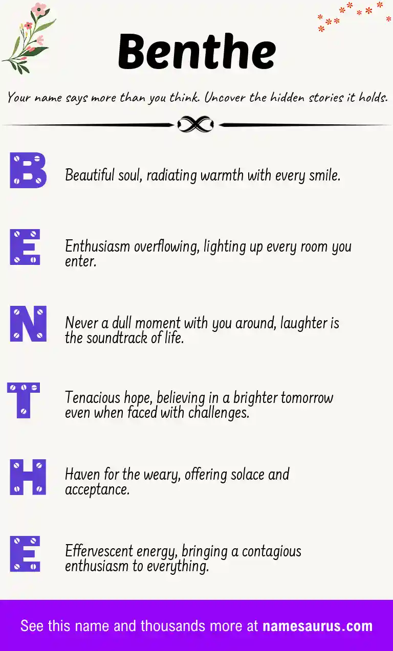 Acrostic poem about Benthe.