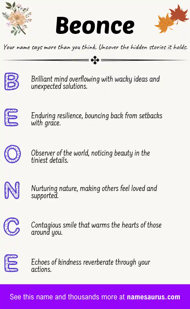 Acrostic poem about Beonce.