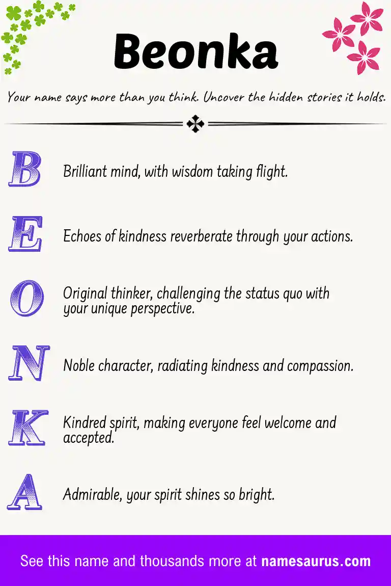 Acrostic poem about Beonka.