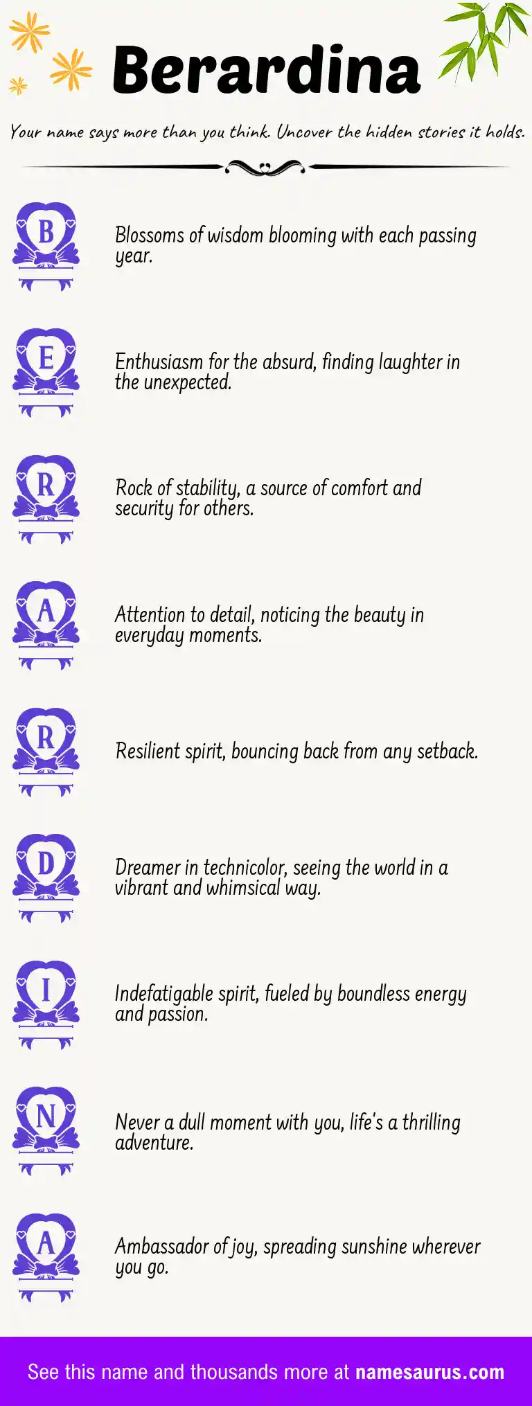 Acrostic poem about Berardina.