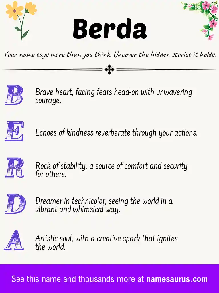 Acrostic poem about Berda.