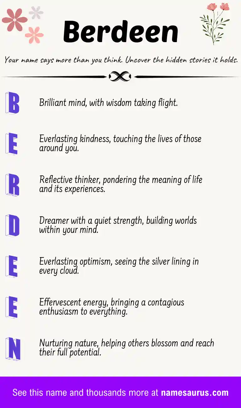Acrostic poem about Berdeen.