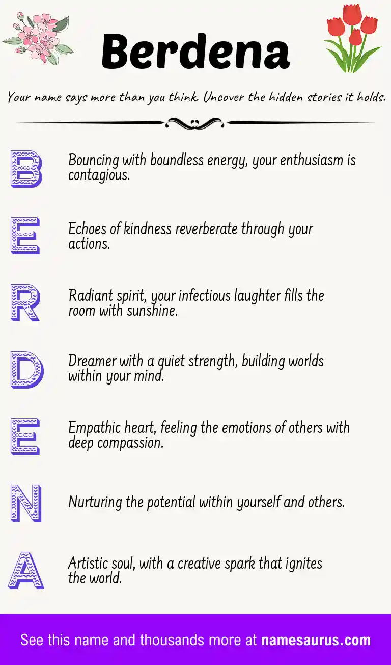 Acrostic poem about Berdena.