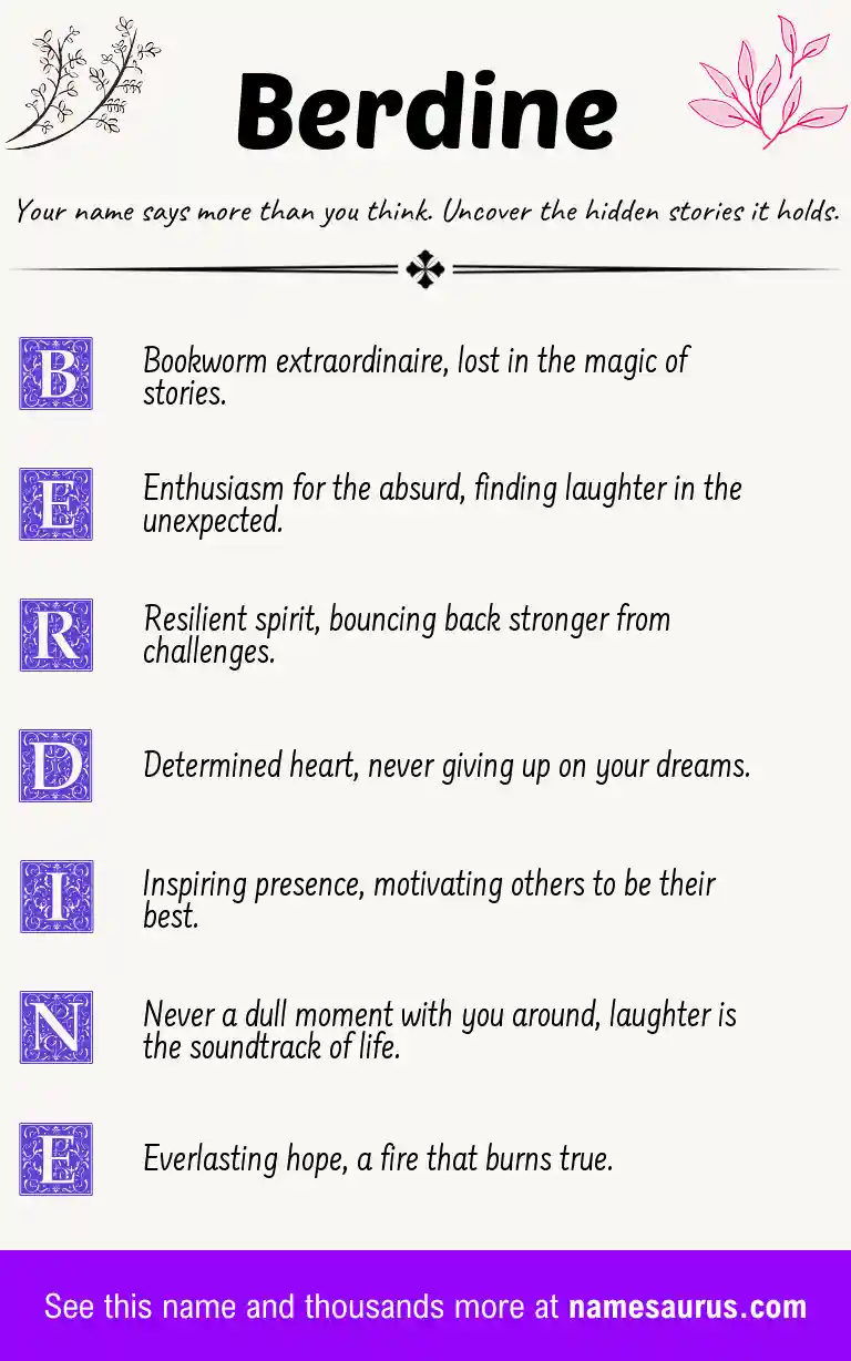 Acrostic poem about Berdine.