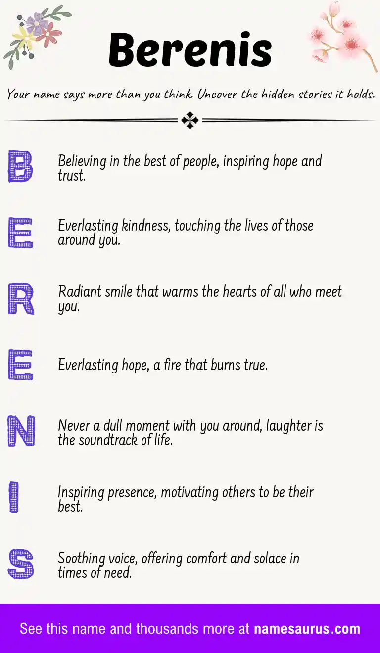 Acrostic poem about Berenis.