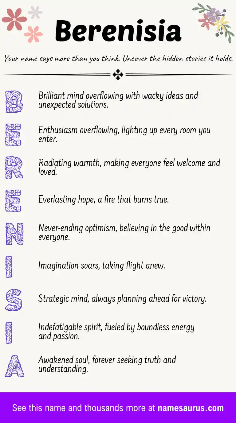 Acrostic poem about Berenisia.