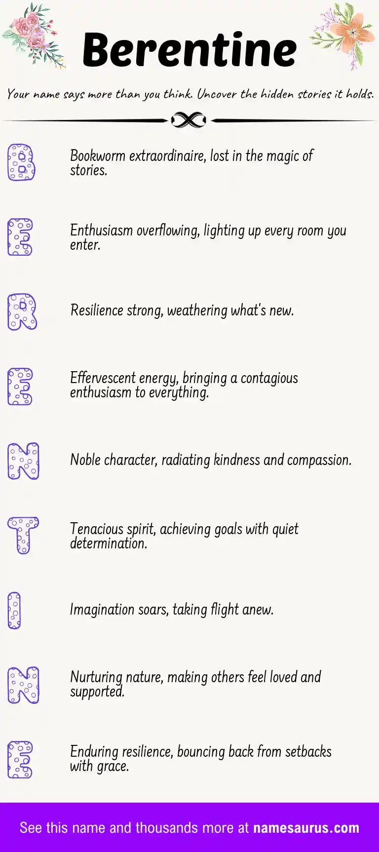 Acrostic poem about Berentine.