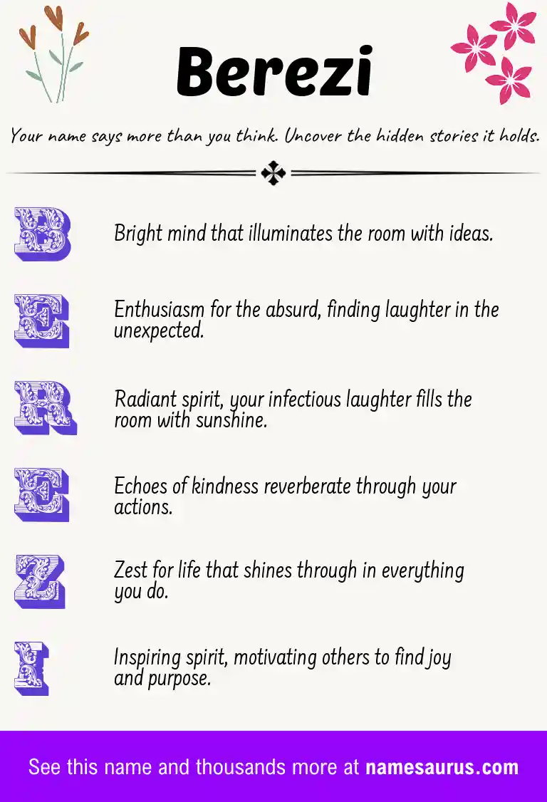 Acrostic poem about Berezi.