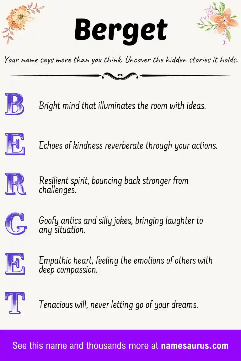 Acrostic poem about Berget.