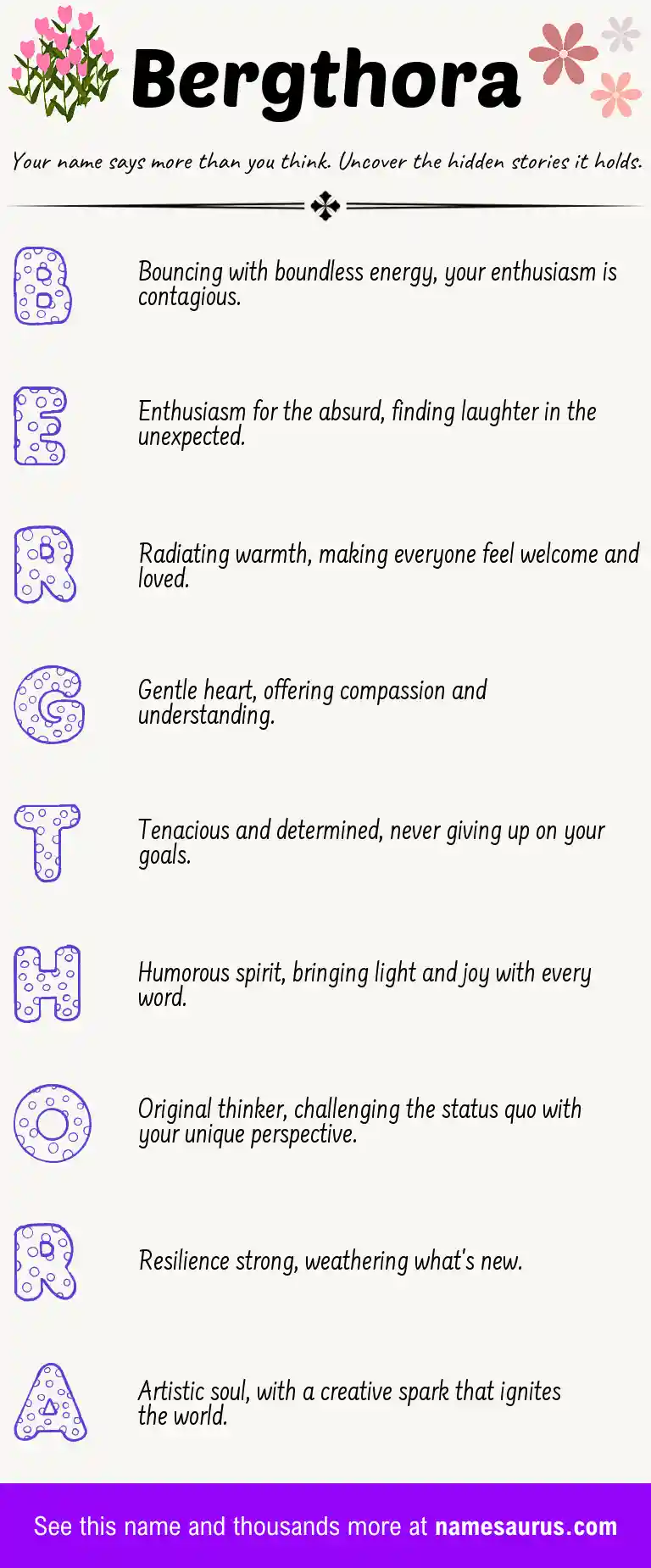 Acrostic poem about Bergthora.