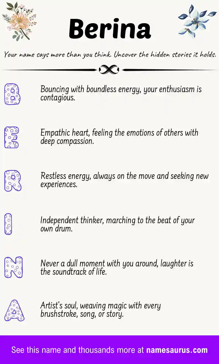 Acrostic poem about Berina.