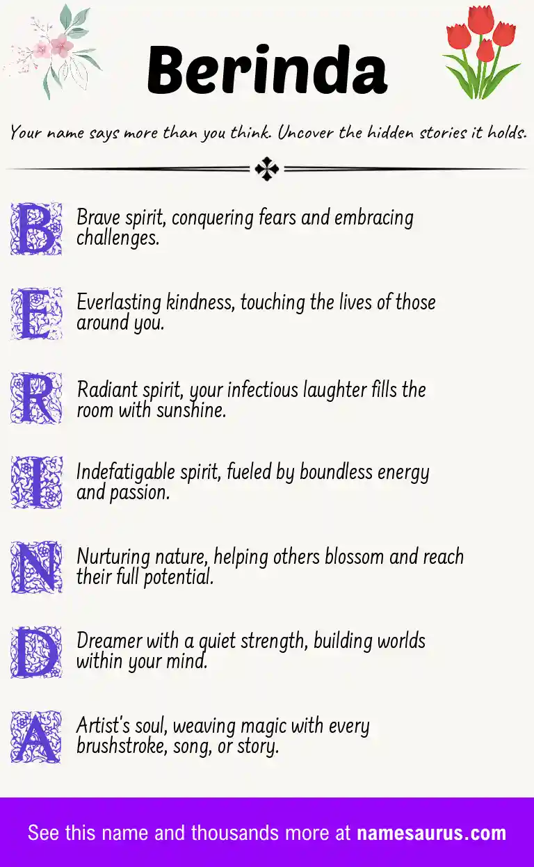 Acrostic poem about Berinda.