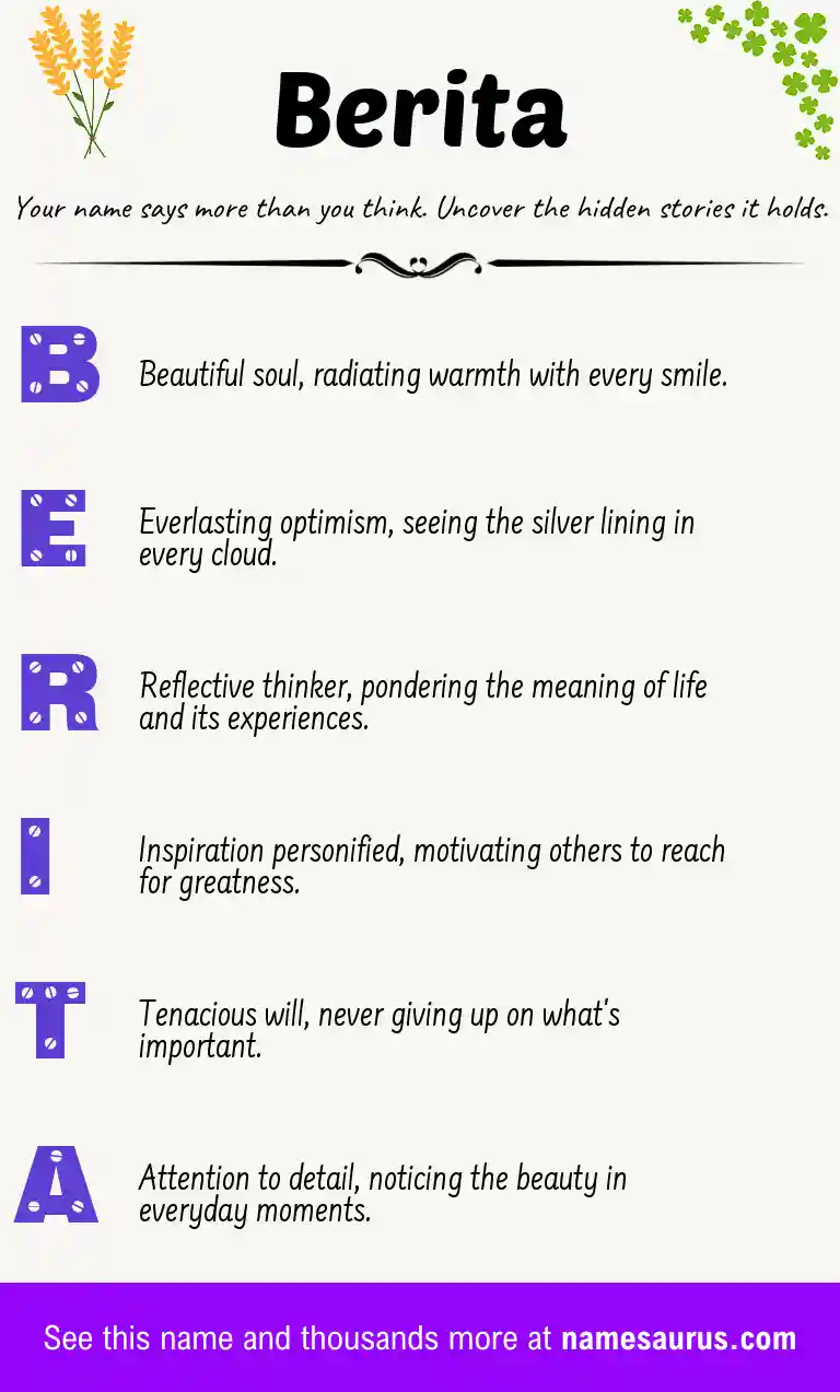 Acrostic poem about Berita.