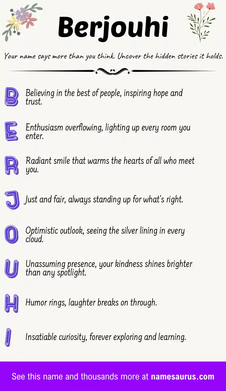 Acrostic poem about Berjouhi.