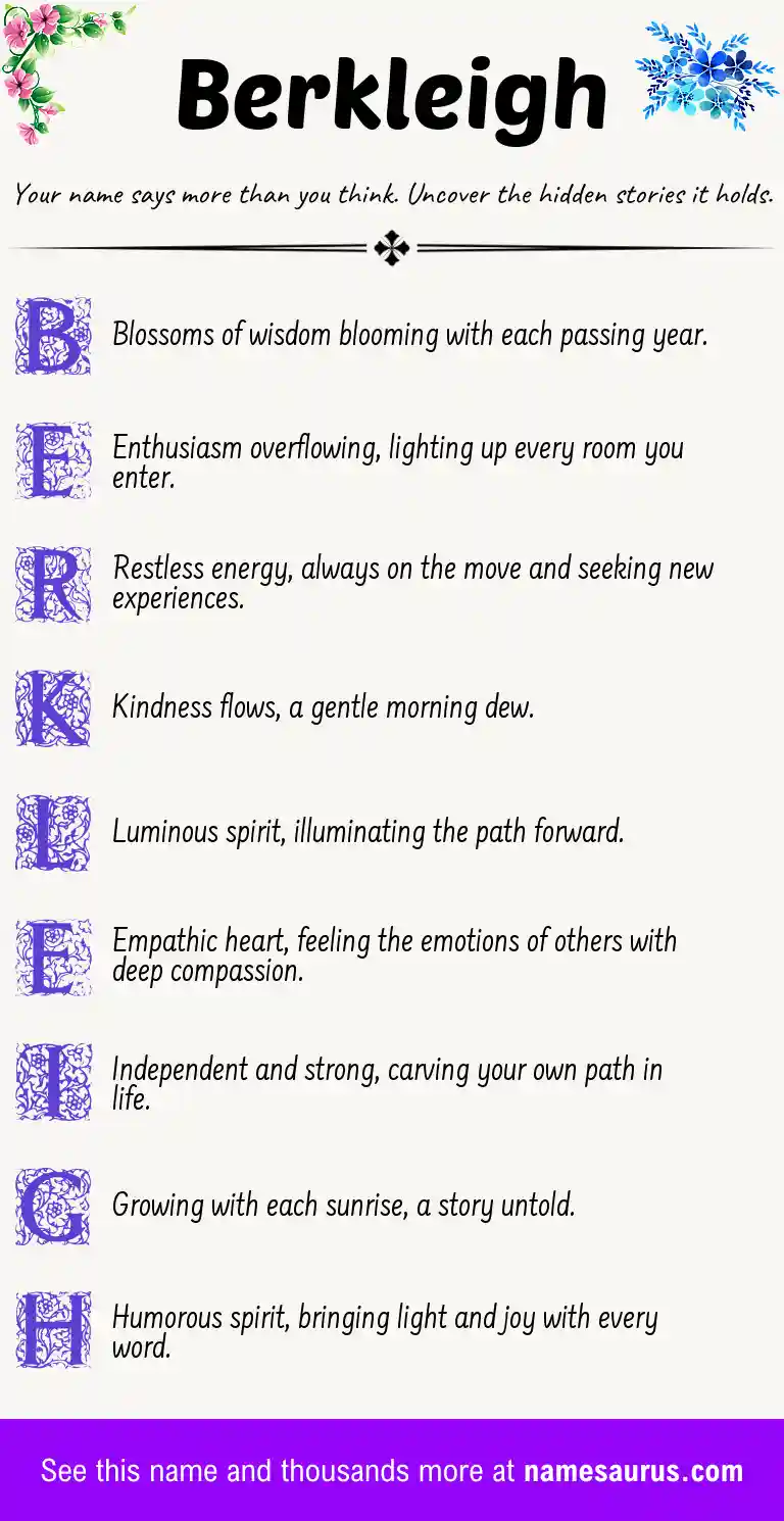 Acrostic poem about Berkleigh.
