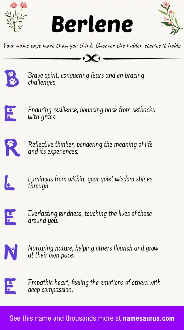 Acrostic poem about Berlene.