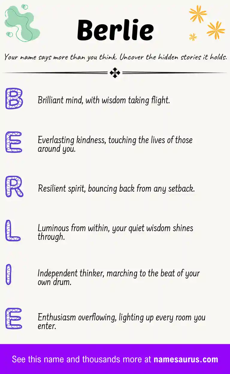 Acrostic poem about Berlie.