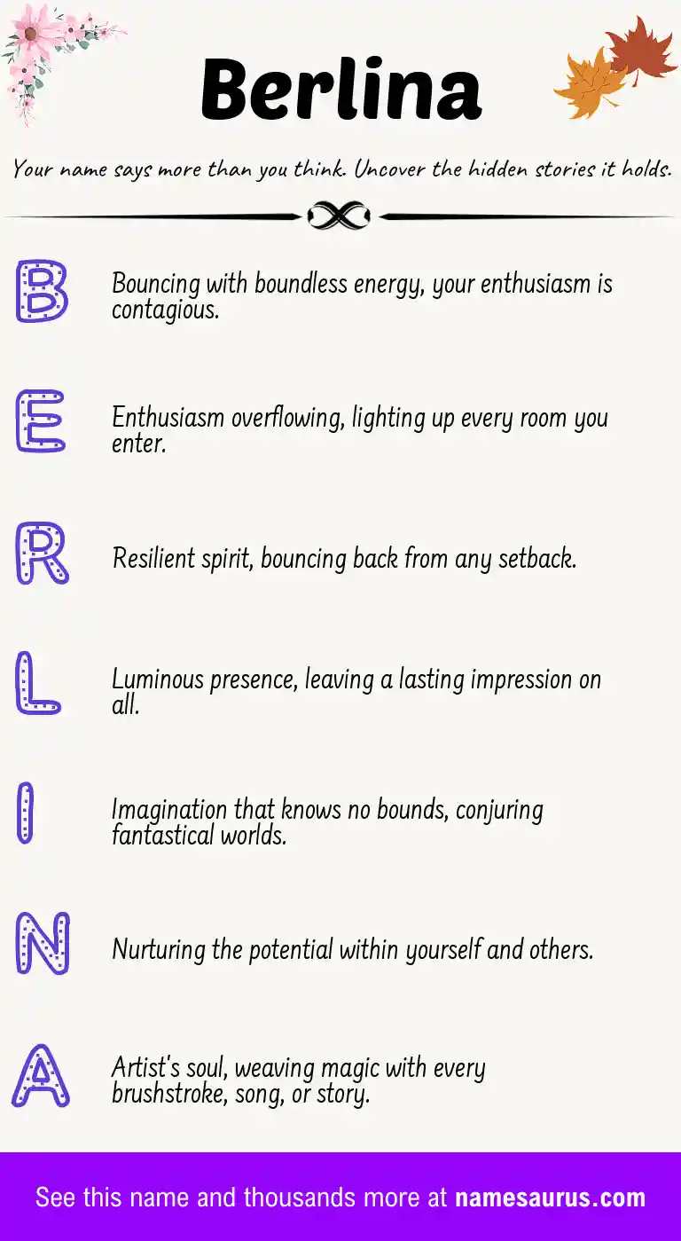 Acrostic poem about Berlina.