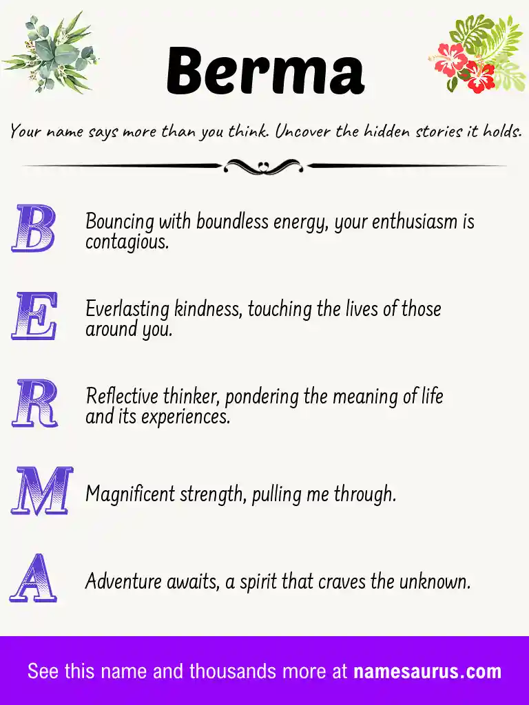 Acrostic poem about Berma.