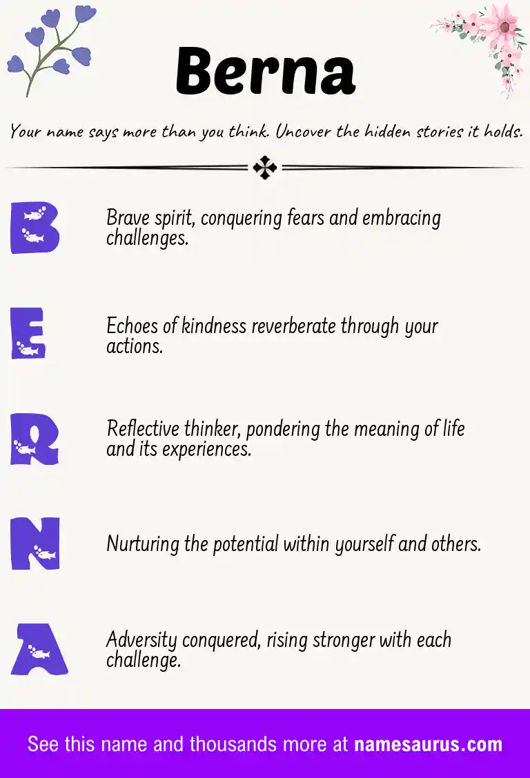 Acrostic poem about Berna.