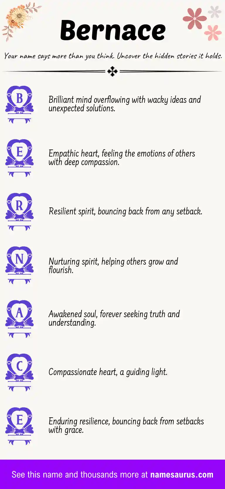 Acrostic poem about Bernace.