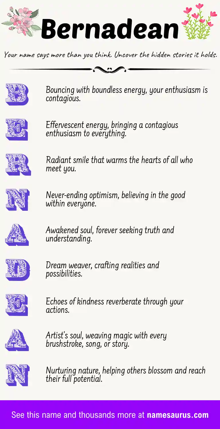 Acrostic poem about Bernadean.