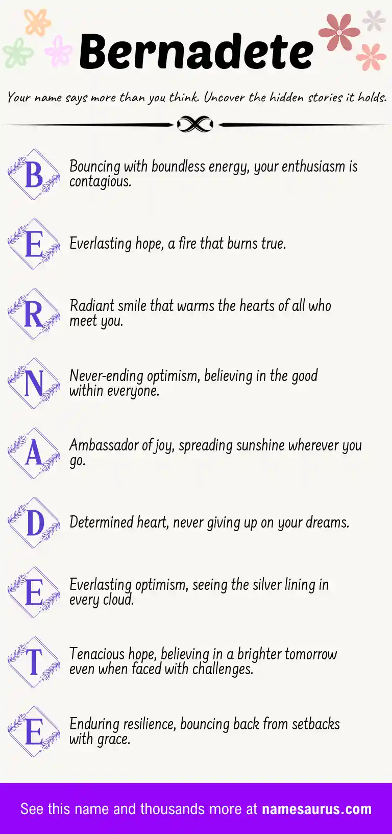 Acrostic poem about Bernadete.