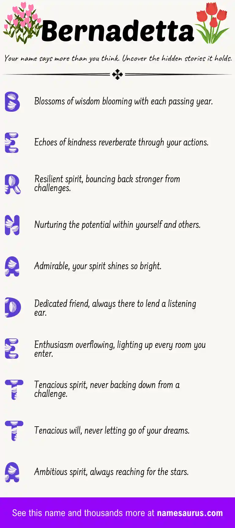 Acrostic poem about Bernadetta.