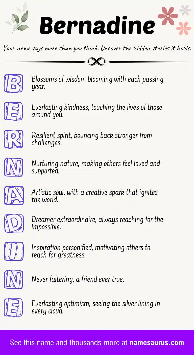 Acrostic poem about Bernadine.