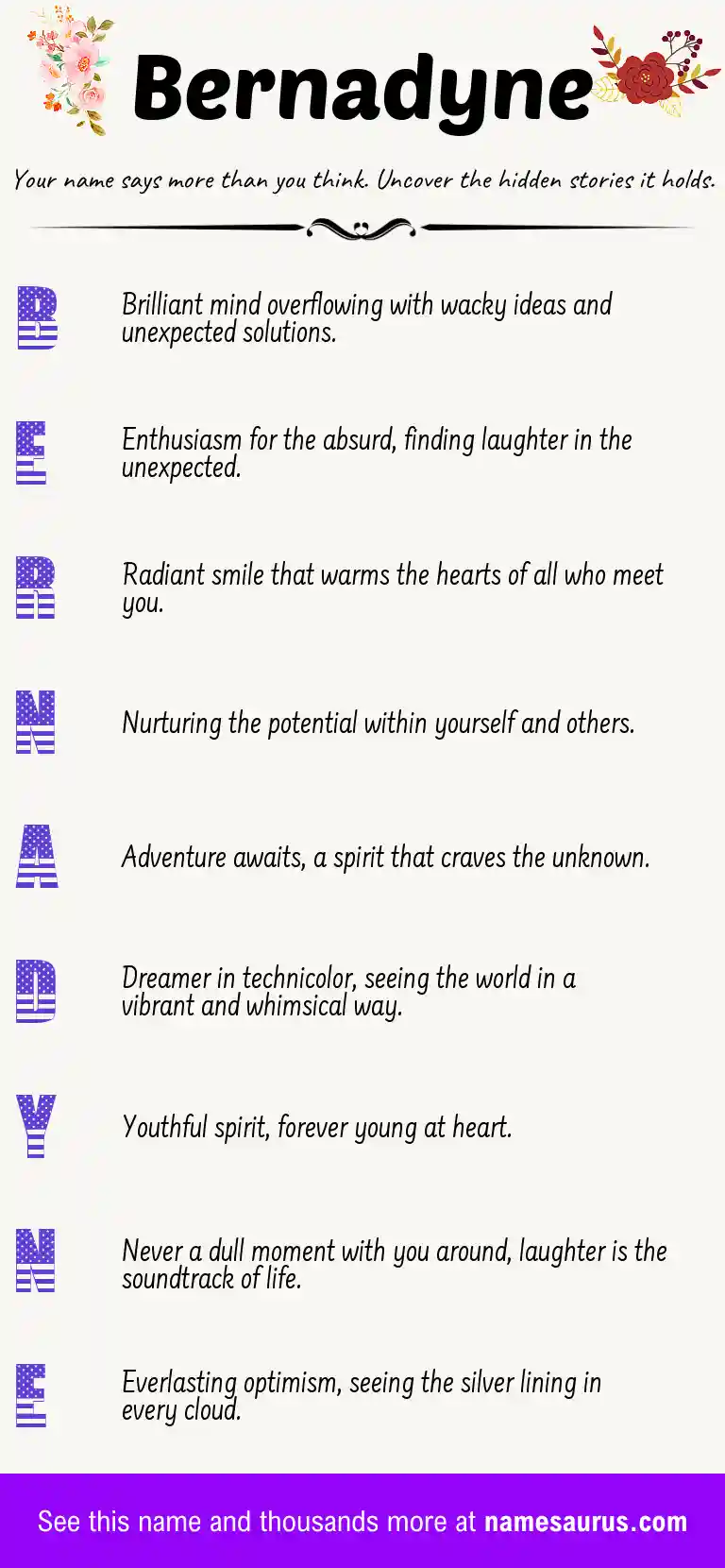 Acrostic poem about Bernadyne.