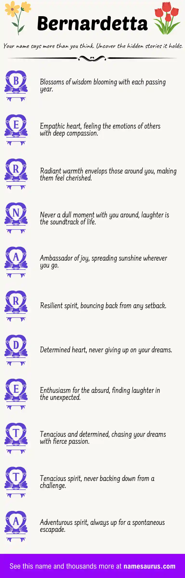 Acrostic poem about Bernardetta.