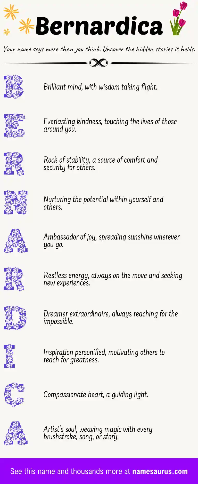 Acrostic poem about Bernardica.
