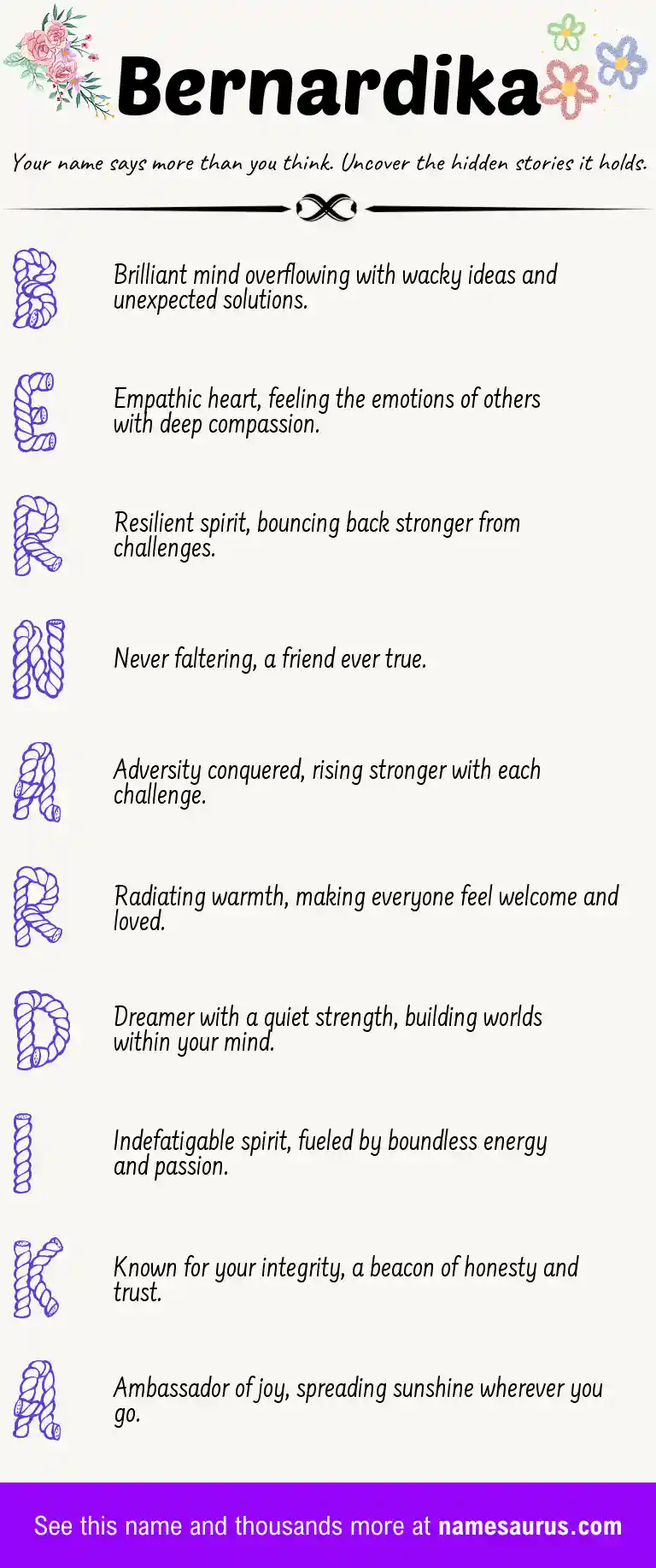 Acrostic poem about Bernardika.