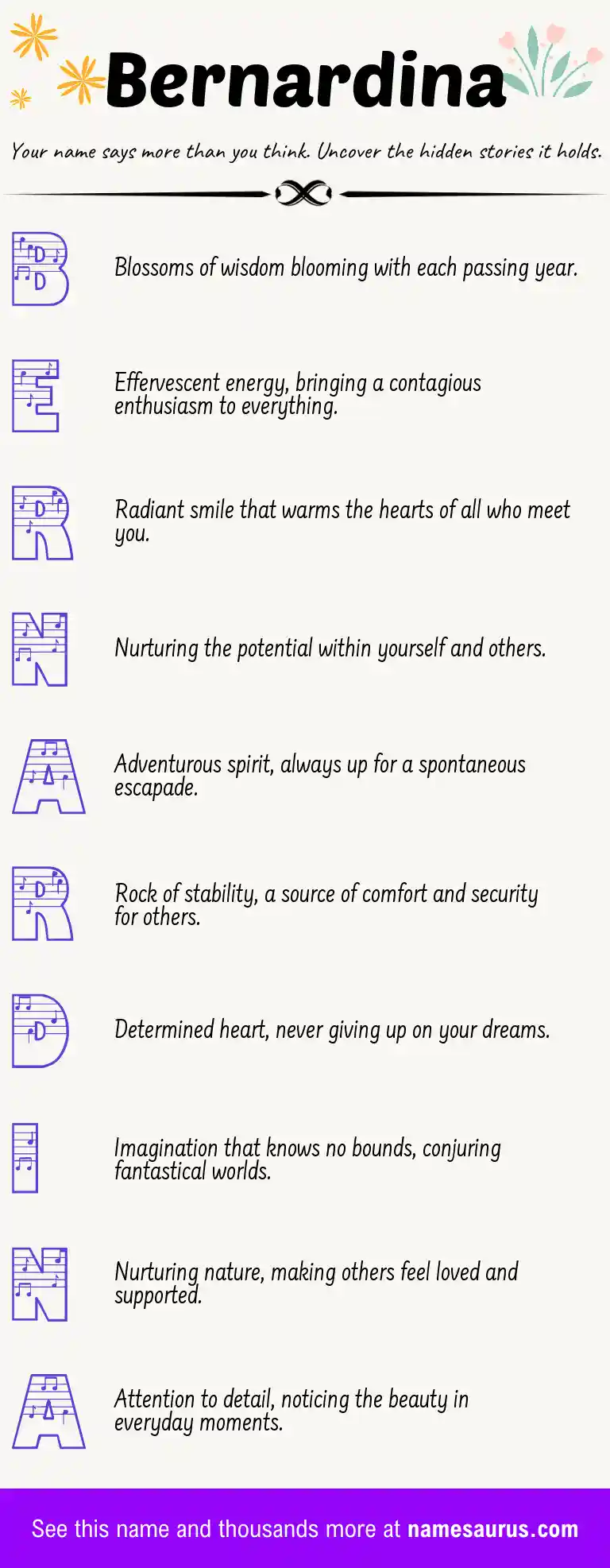 Acrostic poem about Bernardina.
