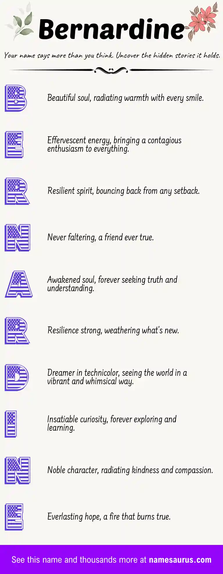 Acrostic poem about Bernardine.