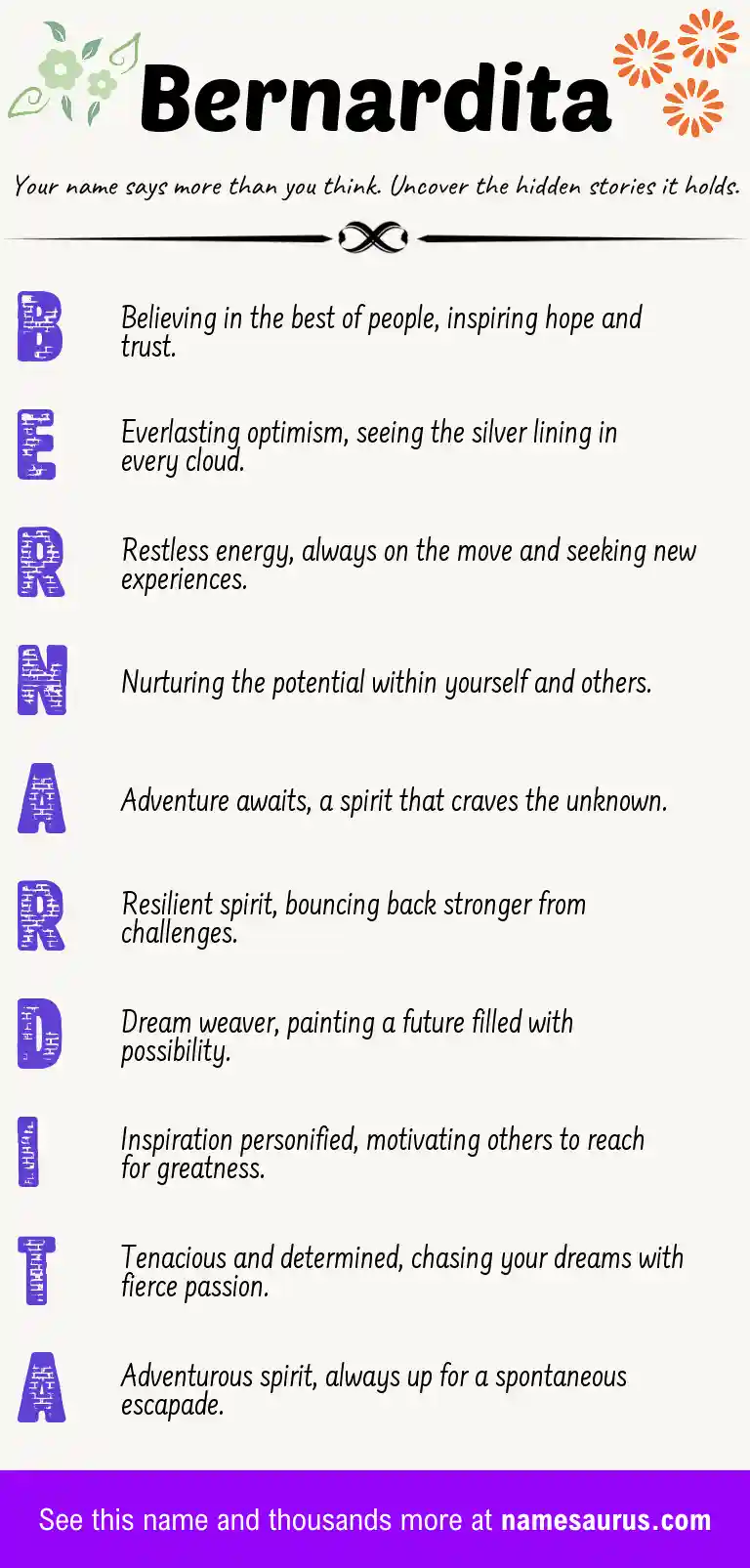 Acrostic poem about Bernardita.